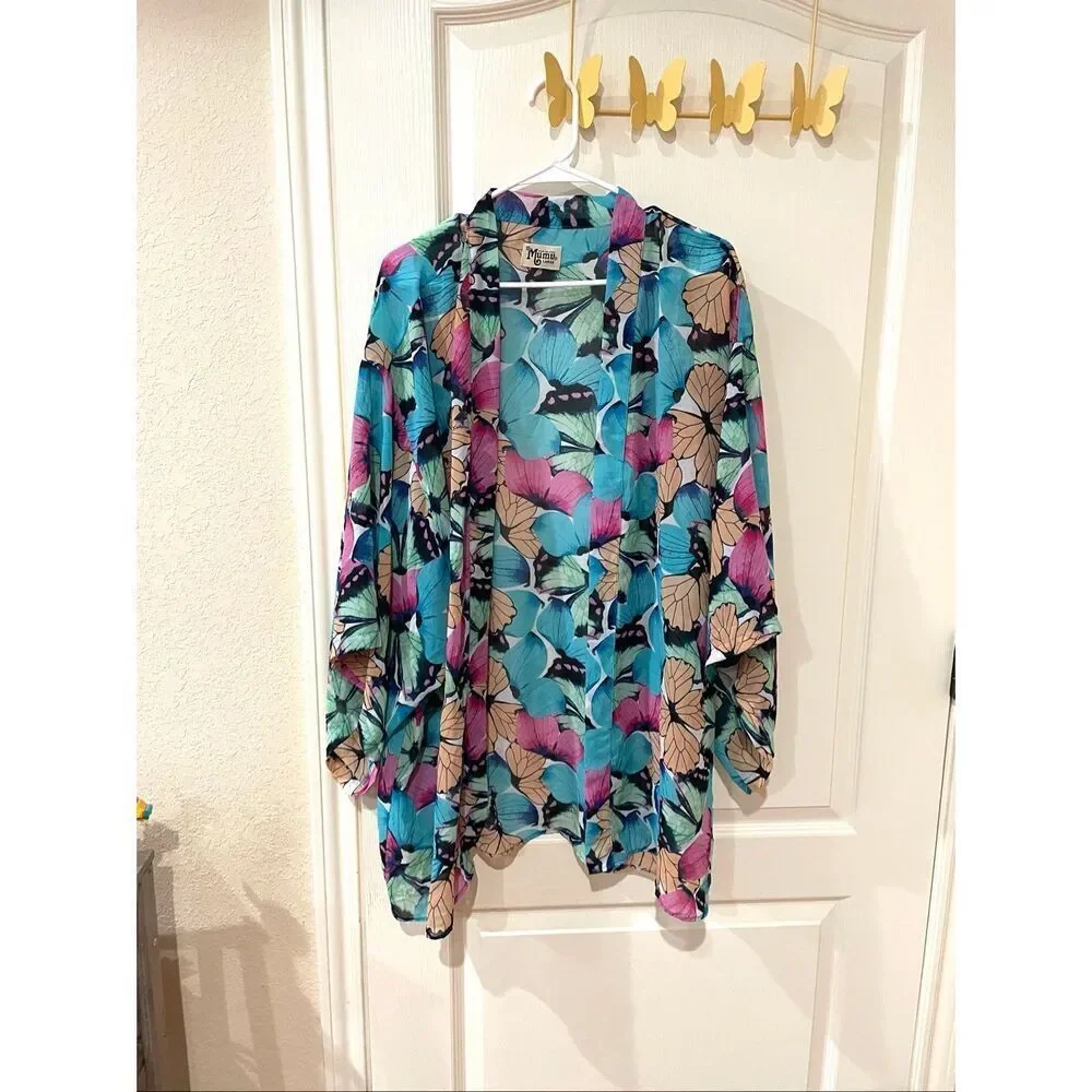 Show me your mumu butterfly print open front kimono - Picture 1 of 4